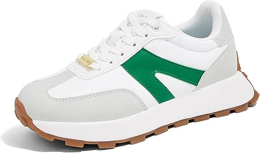 LUCKY STEP Women's Platform Fashion Sneakers Retro Classic Trainers Casual Lace-up Stylish Tennis Running Walking Shoes